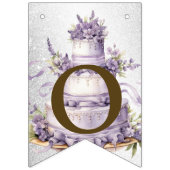 ウェルカムパーティーケーキラベンダーフローラ水彩 バンティングフラッグ (第2の旗)