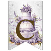 ウェルカムパーティーケーキラベンダーフローラ水彩 バンティングフラッグ (第1の旗)