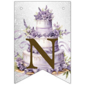 ウェルカムパーティーケーキラベンダーフローラ水彩 バンティングフラッグ (第3の旗)