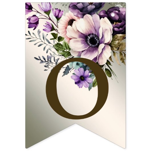 ウェルカムパーティーパープルピンクの花ゴールデンエレガント バンティングフラッグ (第2の旗)