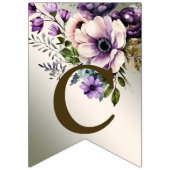 ウェルカムパーティーパープルピンクの花ゴールデンエレガント バンティングフラッグ (第1の旗)