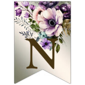 ウェルカムパーティーパープルピンクの花ゴールデンエレガント バンティングフラッグ (第3の旗)