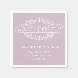 ウェルカムパーティーベビーガール赤面モノグラム スタンダードカクテルナプキン