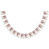 ウェルカムパーティー水彩ボホピンクの花エレガント バンティングフラッグ (全)