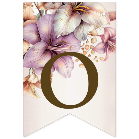 ウェルカムパーティー水彩ボホピンクの花エレガント バンティングフラッグ (第2の旗)