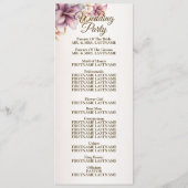 ウェルカムパーティー水彩ボホピンクの花 プログラム (裏面)