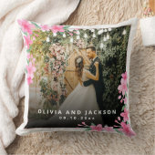 ウェルカムパーティー ピンク フラワー ゴールドフレーム 結婚式 クッション (ブランケット)