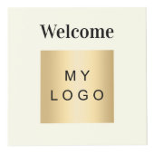 ウェルカムビジネスロゴQRコードアイボリーメニューテーブル フォトキューブ (正面)