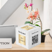 ウェルカムビジネスロゴQRコードウッドメニューテーブル フォトキューブ