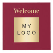 ウェルカムビジネスロゴQRコードバーガンディーメニューテーブル フォトキューブ (正面)