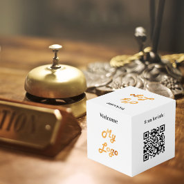 ウェルカムビジネスロゴQRコードメニュー白い表 フォトキューブ