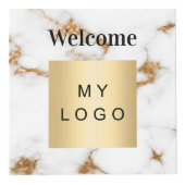 ウェルカムビジネスロゴQRコード大理石メニューテーブル フォトキューブ (正面)