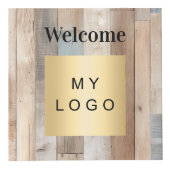 ウェルカムビジネスロゴQRコード流木メニューテーブル フォトキューブ (正面)