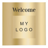 ウェルカムビジネスロゴQRコード金ゴールドメニューテーブル フォトキューブ (正面)