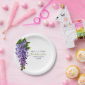 ウェルカムビューティフルウィステリアフラワーズ名前をカスタムする ペーパープレート (パーティー)