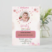 ウェルカムピンクウォーターカラーベビー 招待状 (スタンド正面)