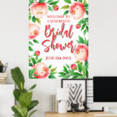 ウェルカムピーニーと緑のブライダルシャワー ポスター (ホームオフィス)