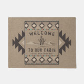 ウェルカムファミリーキャビンサウスウエストトライバルサボテン ドアマット (正面)