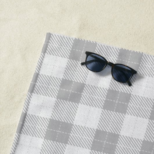 ウェルカムファミリーネームファームトラクターホワイトプレイド ビーチタオル (インサイチュ)