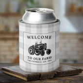 ウェルカムファミリーネームファームトラクターホワイトプレイド 缶クーラー
