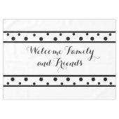 ウェルカムファミリーフレンズブラック水玉模様 テーブルクロス (正面(横))