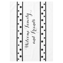 ウェルカムファミリーフレンズブラック水玉模様 テーブルクロス