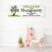 ウェルカムファミリーモダン懇親会グリーンフローラツリー 横断幕 (インサイチュ)