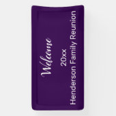 ウェルカムファミリー懇親会ダークパープルホワイトあなたの名前 横断幕 (縦)