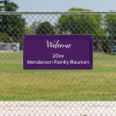 ウェルカムファミリー懇親会ダークパープルホワイトあなたの名前 横断幕 (インサイチュ)