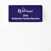 ウェルカムファミリー懇親会ダークブルー白と名前 横断幕 (インサイチュ)