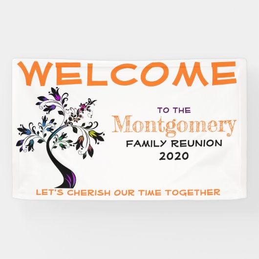 ウェルカムファミリー懇親会パーソナライズされたツカラフルリー 横断幕 (横)