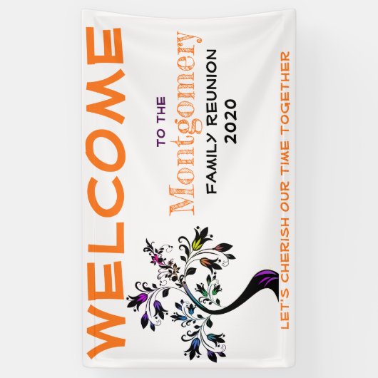 ウェルカムファミリー懇親会パーソナライズされたツカラフルリー 横断幕 (縦)