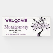 ウェルカムファミリー懇親会モダンパープルツリー 横断幕 (横)