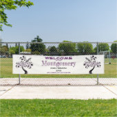 ウェルカムファミリー懇親会モダンパープルツリー 横断幕 (インサイチュ)