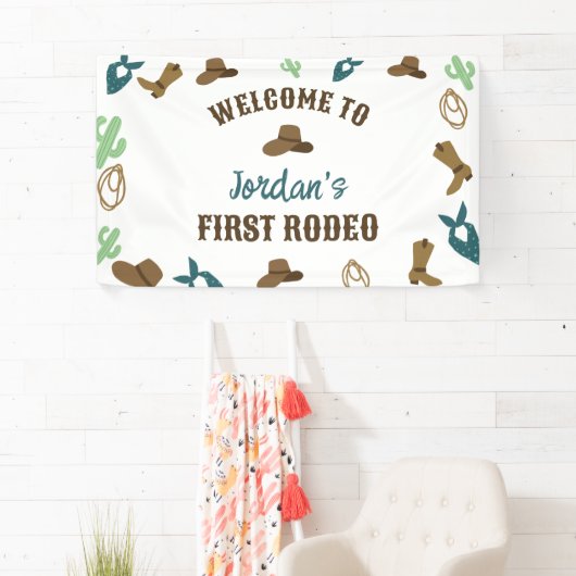 ウェルカムファーストロデオ誕生日1stカウボーイウェスタン 横断幕 (インサイチュ)