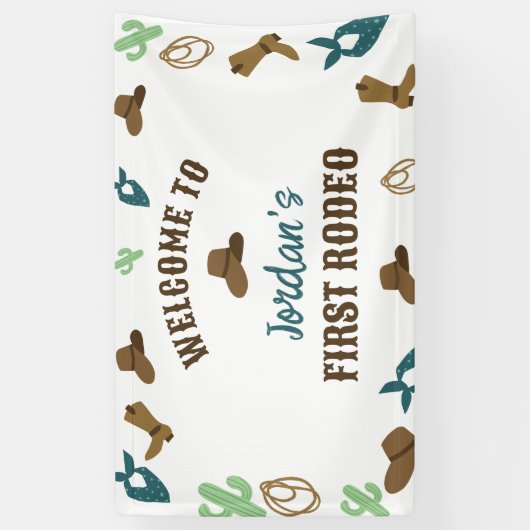 ウェルカムファーストロデオ誕生日1stカウボーイウェスタン 横断幕 (縦)