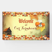 ウェルカムファームハウスオレンジホワイトパンプキンメープル離れ 横断幕 (横)