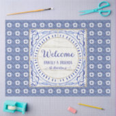 ウェルカムファームハウスタイルブルーホワイトファミリーデコパージュ 薄葉紙 (クラフト)