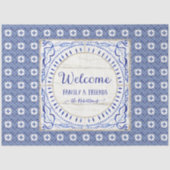 ウェルカムファームハウスタイルブルーホワイトファミリーデコパージュ 薄葉紙 (正面)