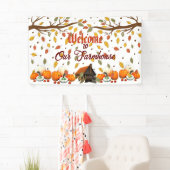 ウェルカムファームハウスツリーブランチオレンジホワイトパンプキン 横断幕 (インサイチュ)