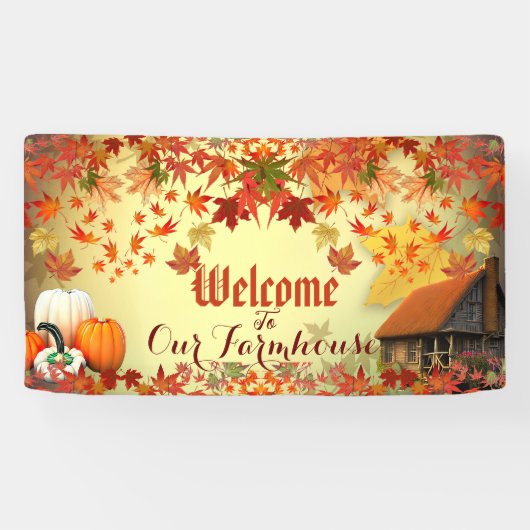 ウェルカムファームハウスパンプキンパッチメープル離れ秋 横断幕 (横)