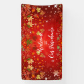 ウェルカムファームハウス秋カラーメープルリーフオータムレッド 横断幕 (縦)