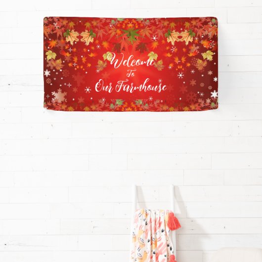ウェルカムファームハウス秋カラーメープルリーフオータムレッド 横断幕 (インサイチュ)