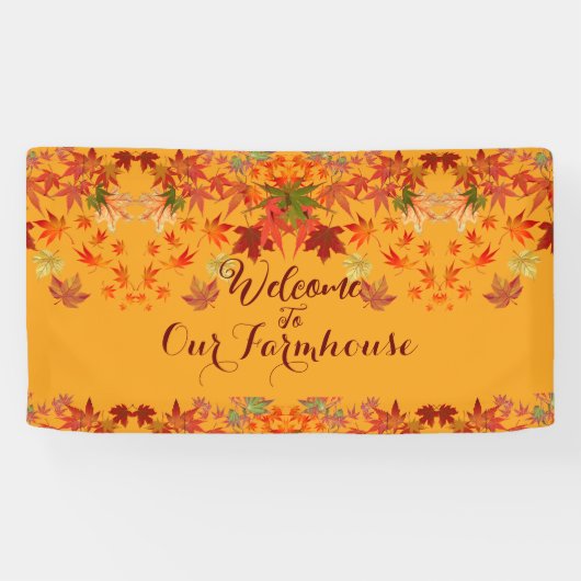 ウェルカムファームハウス紅葉メープル葉ズ秋 横断幕 (横)