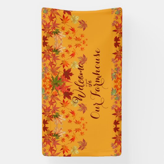 ウェルカムファームハウス紅葉メープル葉ズ秋 横断幕 (縦)