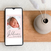 ウェルカムフォトコラージベビーガールピンク誕生 案内状