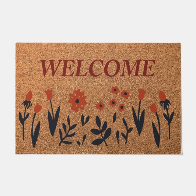 ウェルカムフラワードアマット、フローラウェルカムマット ドアマット (正面)