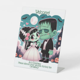 ウェルカムフランケンシュタインと花嫁サイン 台座サイン