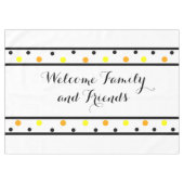 ウェルカムフレンズオレンジイエロー水玉模様 テーブルクロス (正面(横))