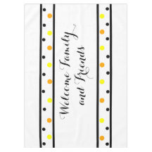 ウェルカムフレンズオレンジイエロー水玉模様